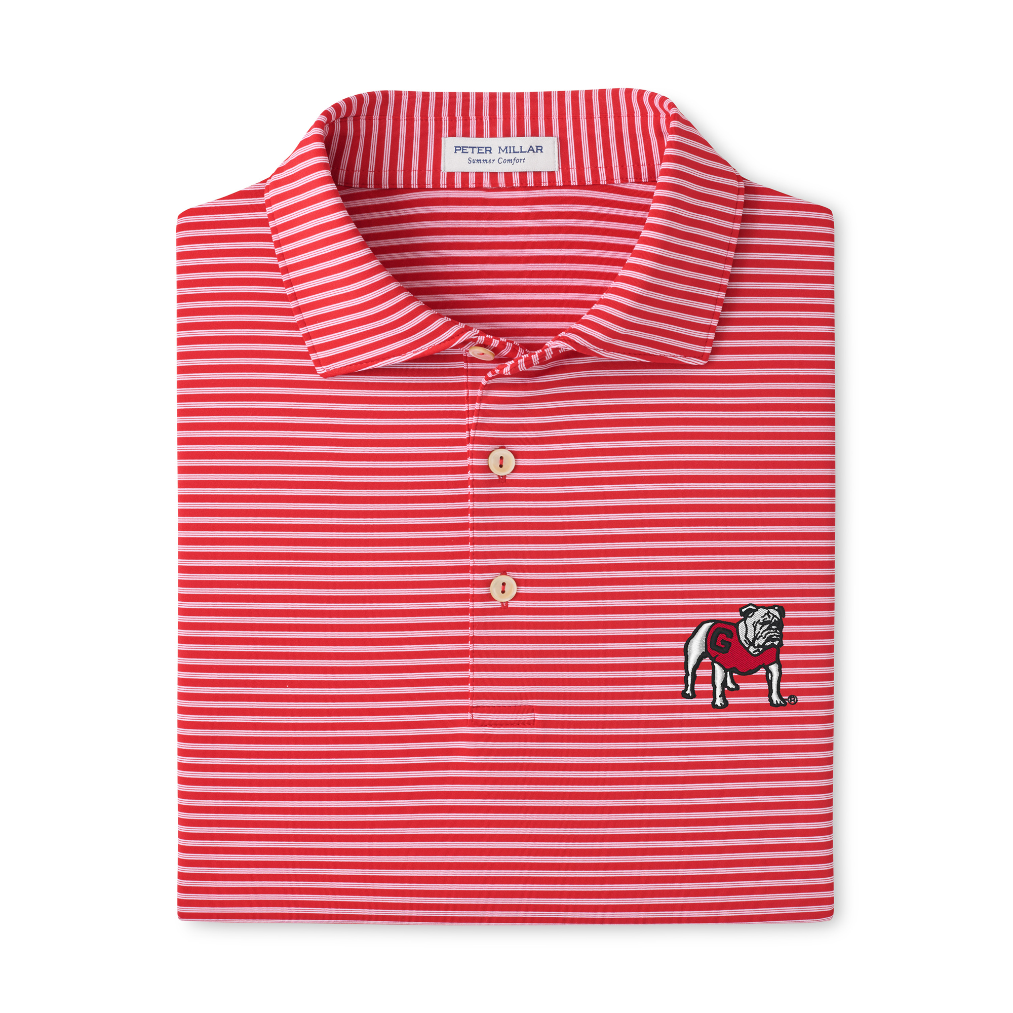 Men's Peter Millar  Red Georgia Bulldogs Tiebreaker Performance Jersey Stripe Polo