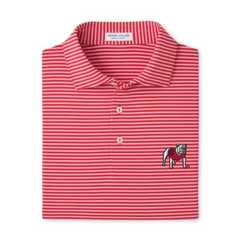 Men's Peter Millar  Red Georgia Bulldogs Tiebreaker Performance Jersey Stripe Polo