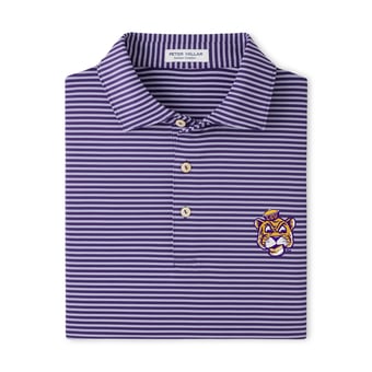 Men's Peter Millar  Purple LSU Tigers Tiebreaker Performance Jersey Stripe Polo