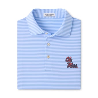 Men's Peter Millar  Light Blue Ole Miss Rebels Tiebreaker Performance Jersey Stripe Polo