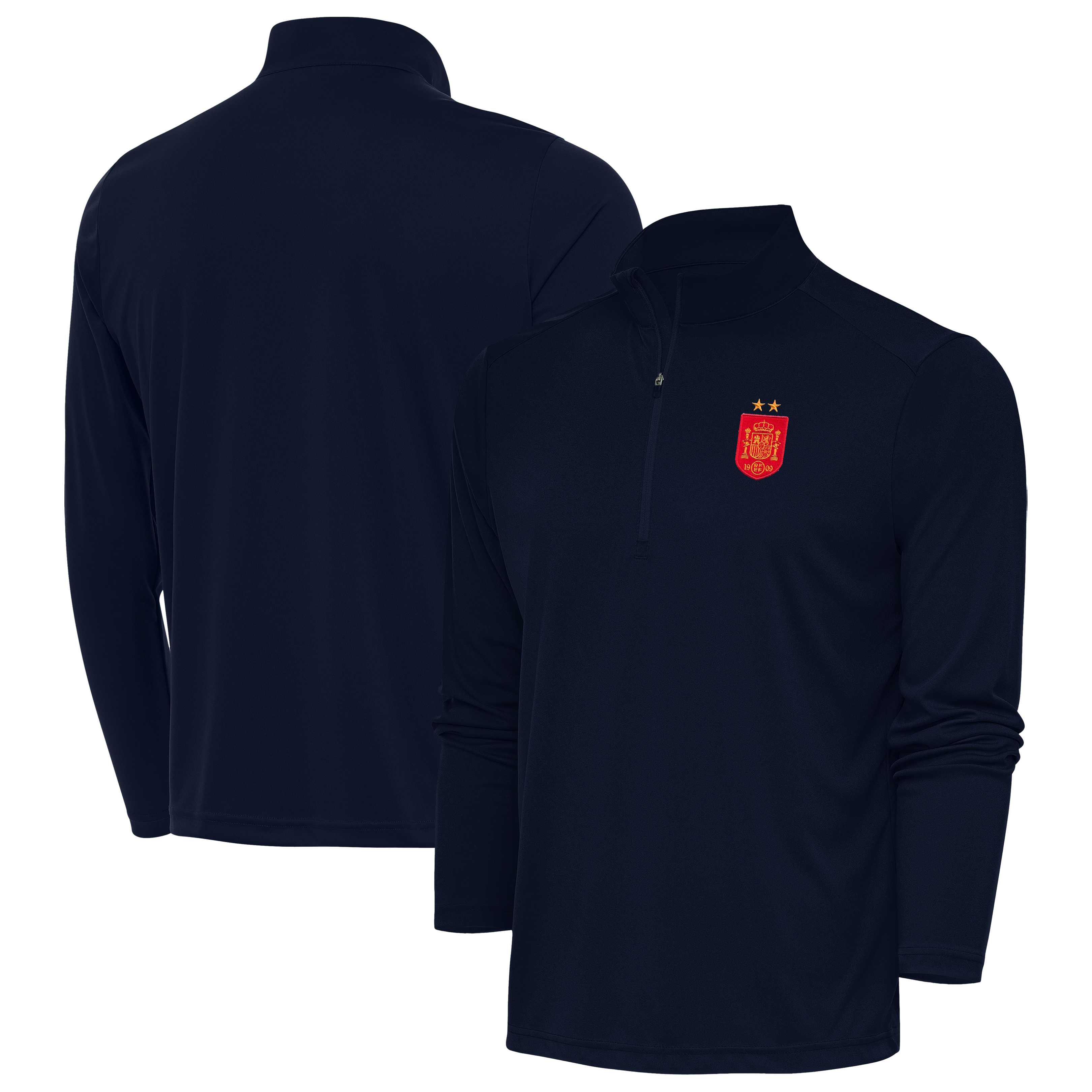 Men's Antigua Navy Spain National Team Two-Star Statement Quarter-Zip Pullover