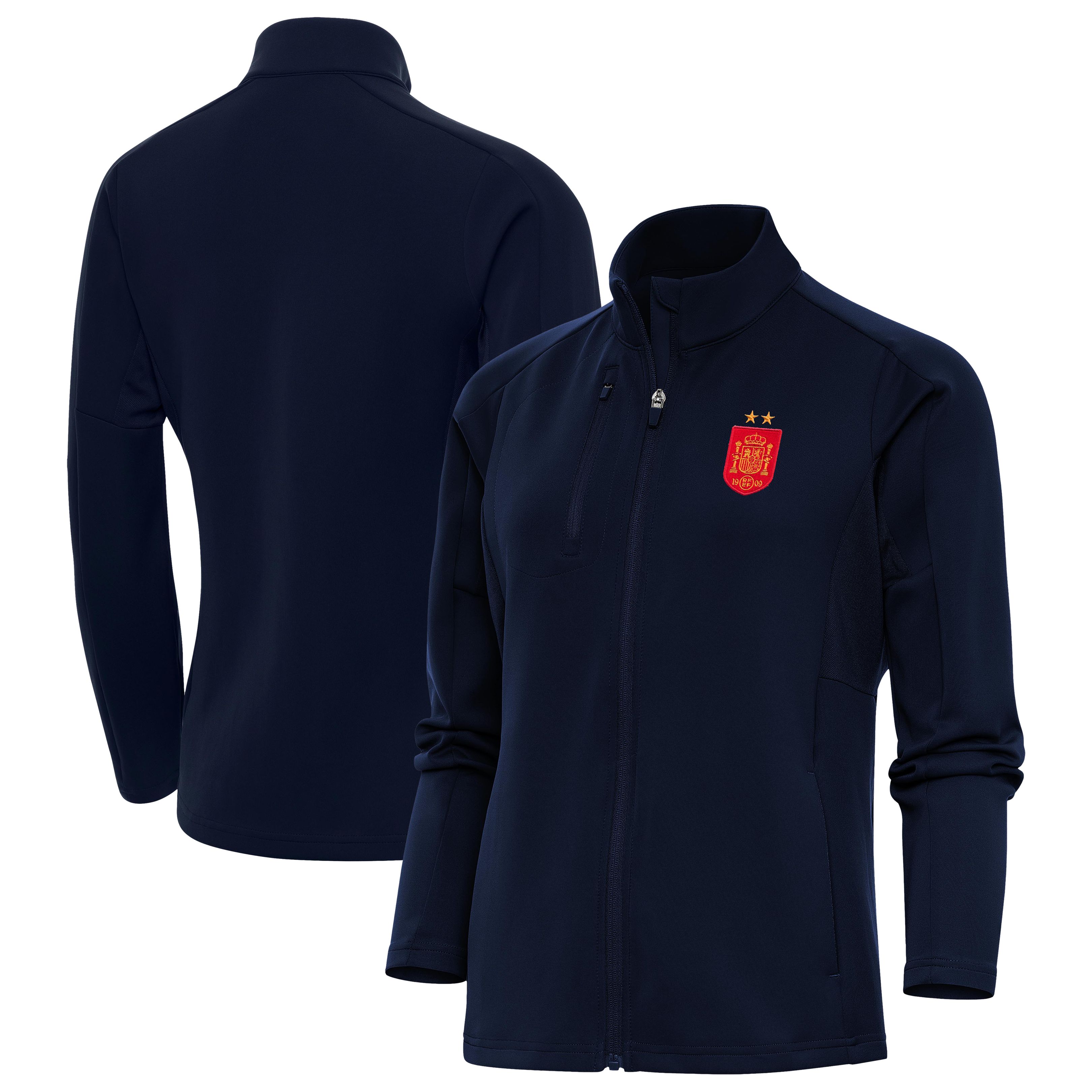 Women's Antigua Navy Spain National Team Two-Star Genesis Full-Zip Jacket