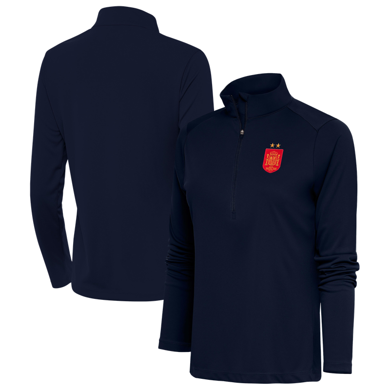 Women's Antigua Navy Spain National Team Two-Star Statement Half-Zip Pullover