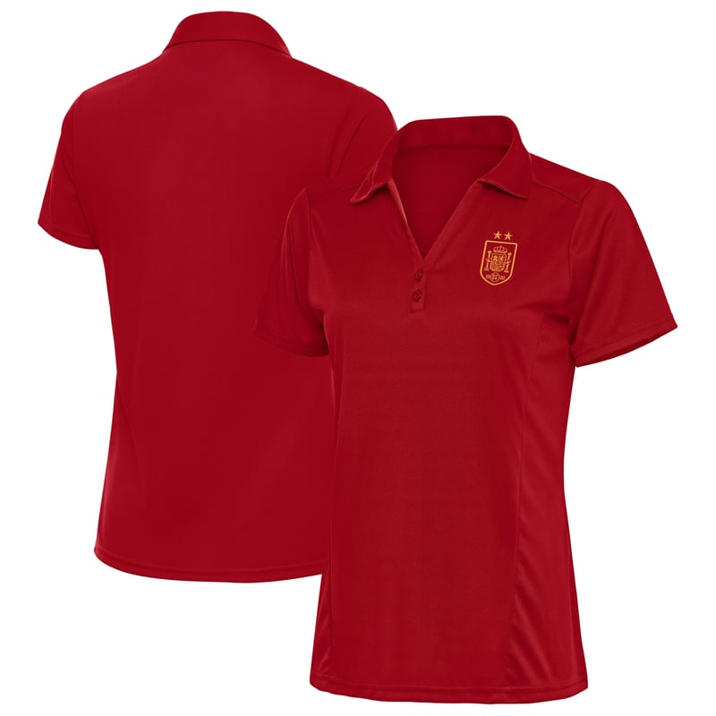 Women's Antigua Red Spain National Team Two-Star Statement Polo
