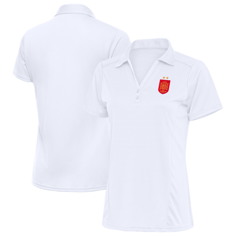 Women's Antigua White Spain National Team Two-Star Statement Polo