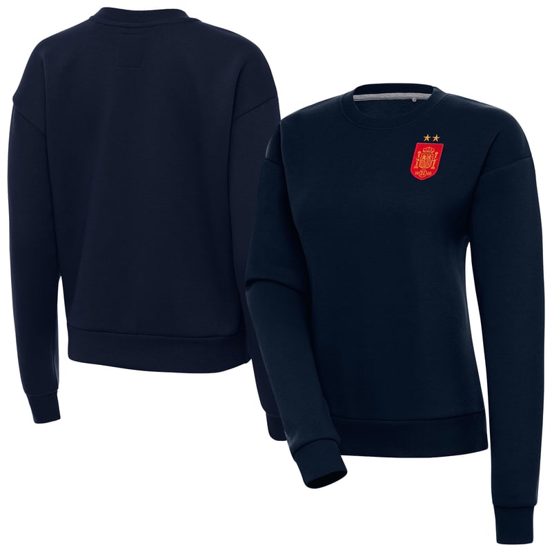 Women's Antigua Navy Spain National Team Two-Star Takeover Fleece Sweatshirt