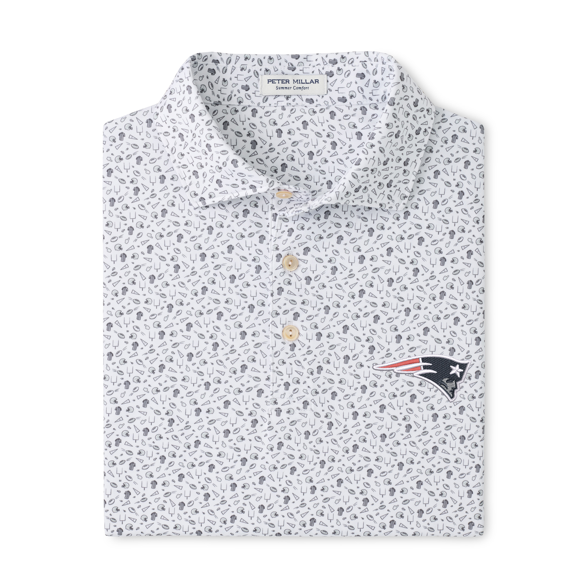 Men's Peter Millar White New England Patriots Kick Off Performance Jersey Polo