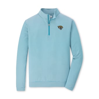 Men's Peter Millar Teal/White Jacksonville Jaguars Perth Sugar Stripe Performance Quarter-Zip Pullover