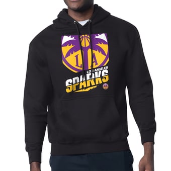 Men's Starter Black Los Angeles Sparks Logo Zoom Graphic Fleece Hoodie