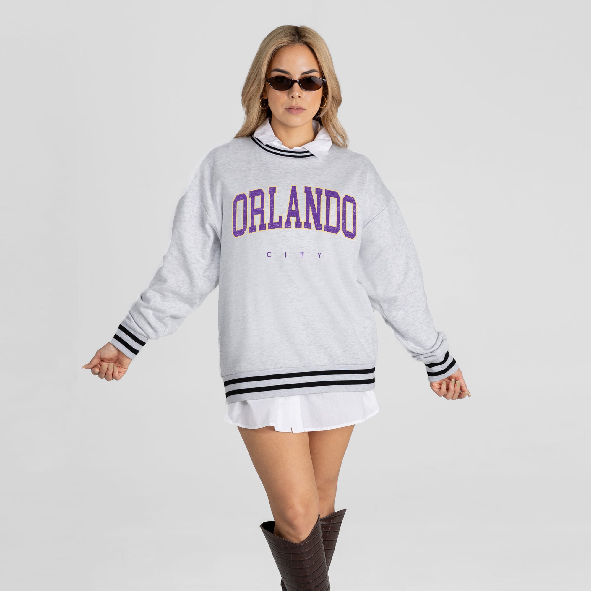 Women's Gameday Couture  Ash Orlando City SC Easy Energy Sweatshirt