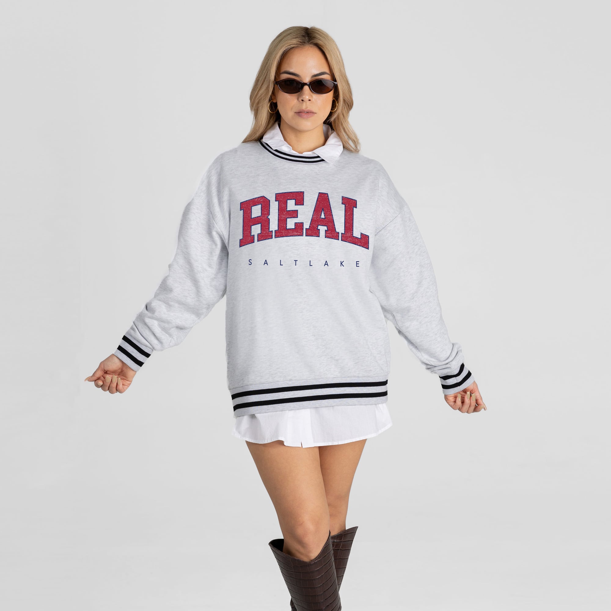 Women's Gameday Couture  Ash Real Salt Lake Easy Energy Sweatshirt