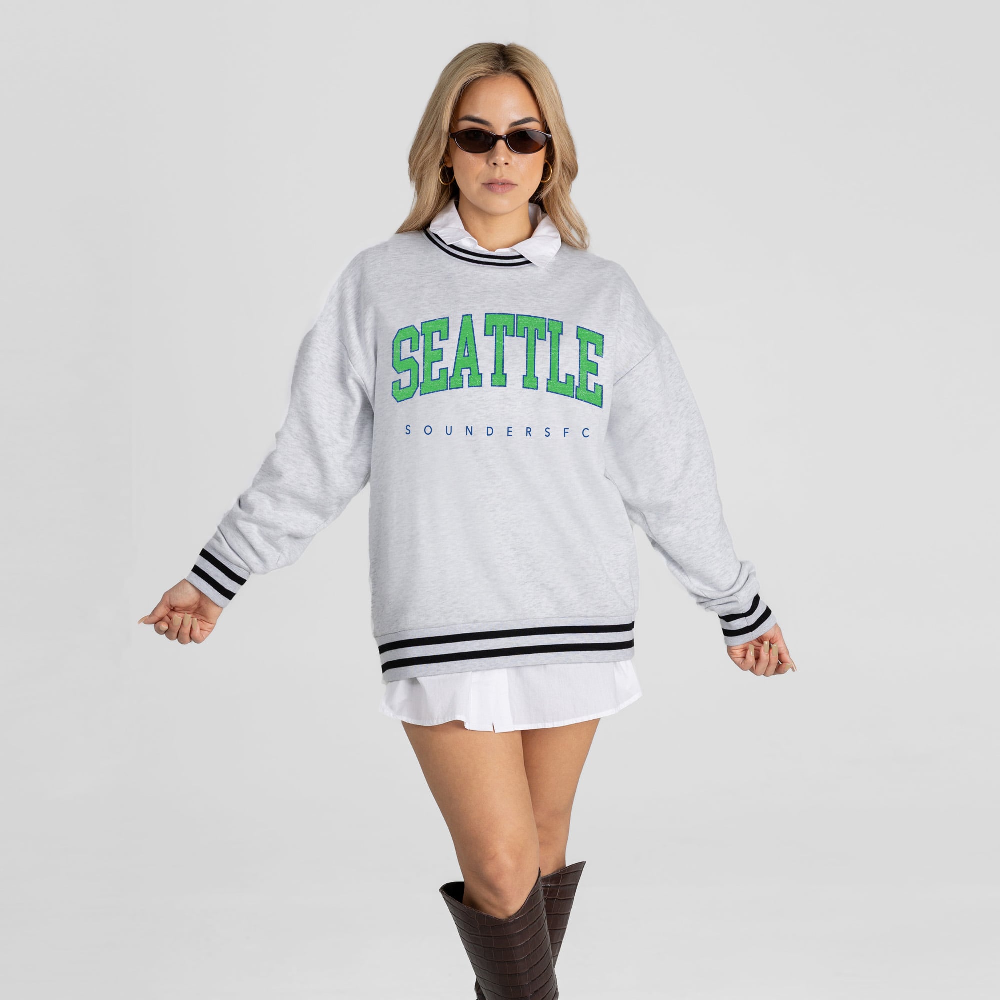 Women's Gameday Couture  Ash Seattle Sounders FC Easy Energy Sweatshirt