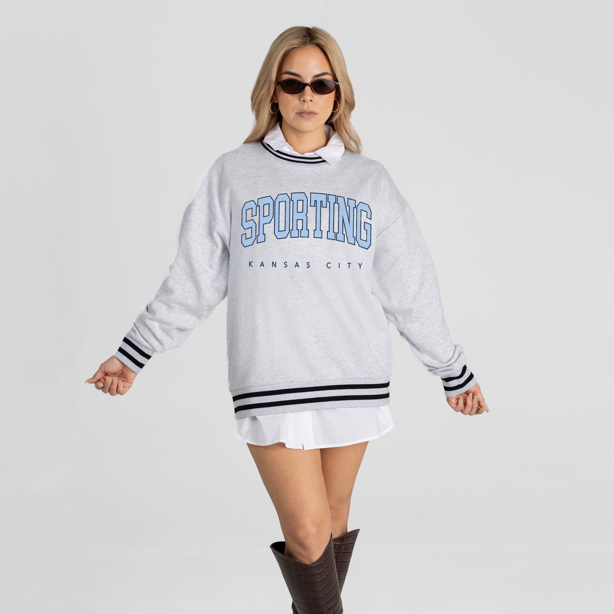 Women's Gameday Couture  Ash Sporting Kansas City Easy Energy Sweatshirt