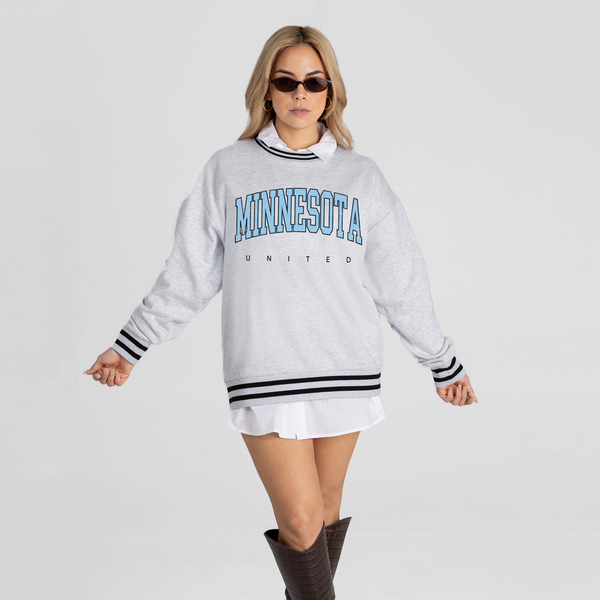 Women's Gameday Couture  Ash Minnesota United FC Easy Energy Sweatshirt