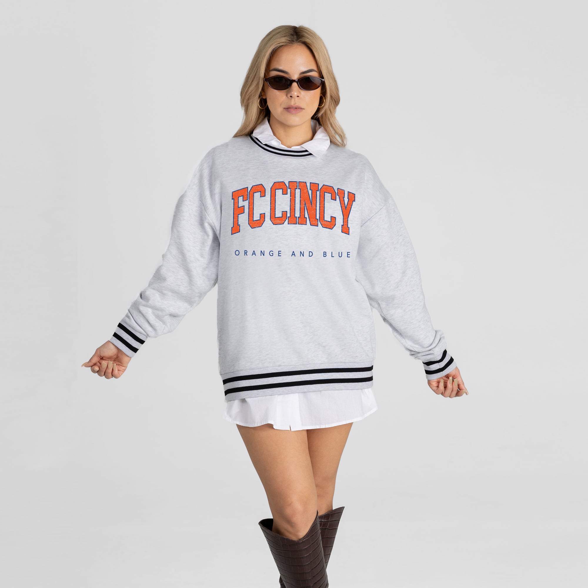 Women's Gameday Couture  Ash FC Cincinnati Easy Energy Sweatshirt