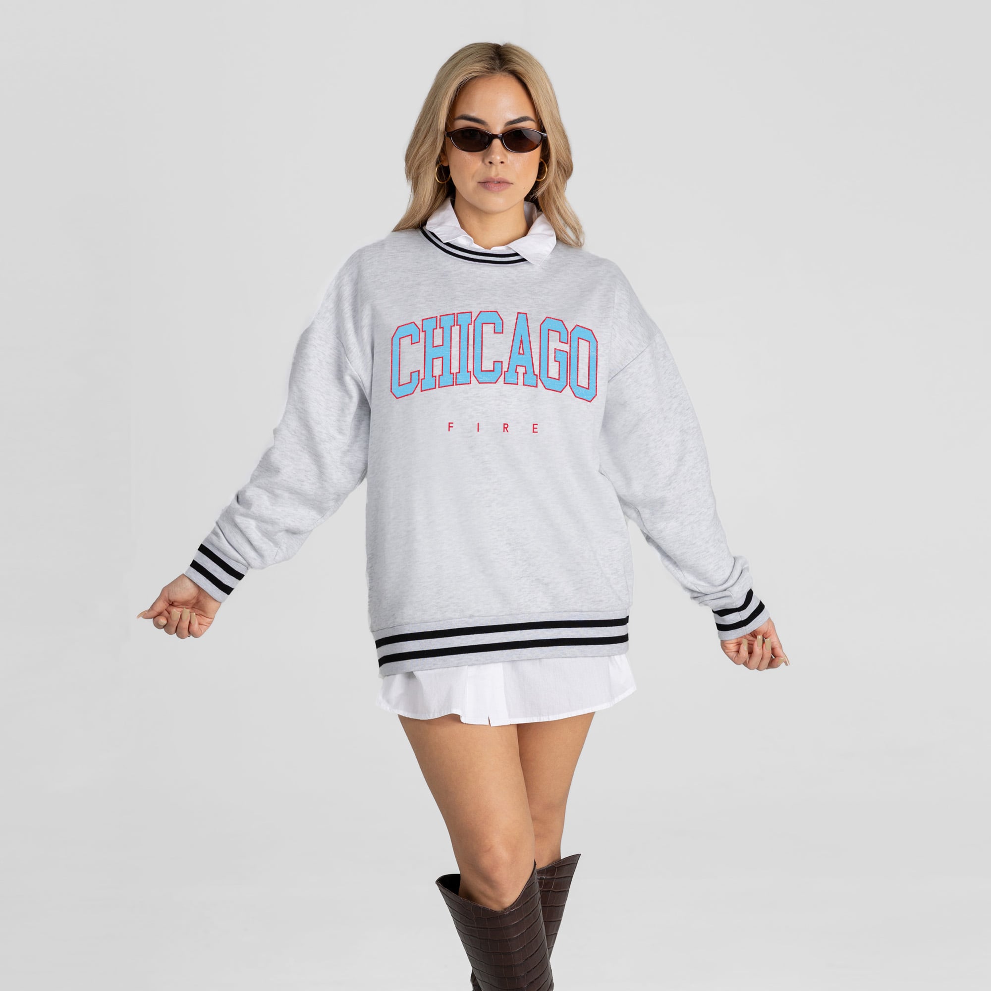 Women's Gameday Couture  Ash Chicago Fire Easy Energy Sweatshirt