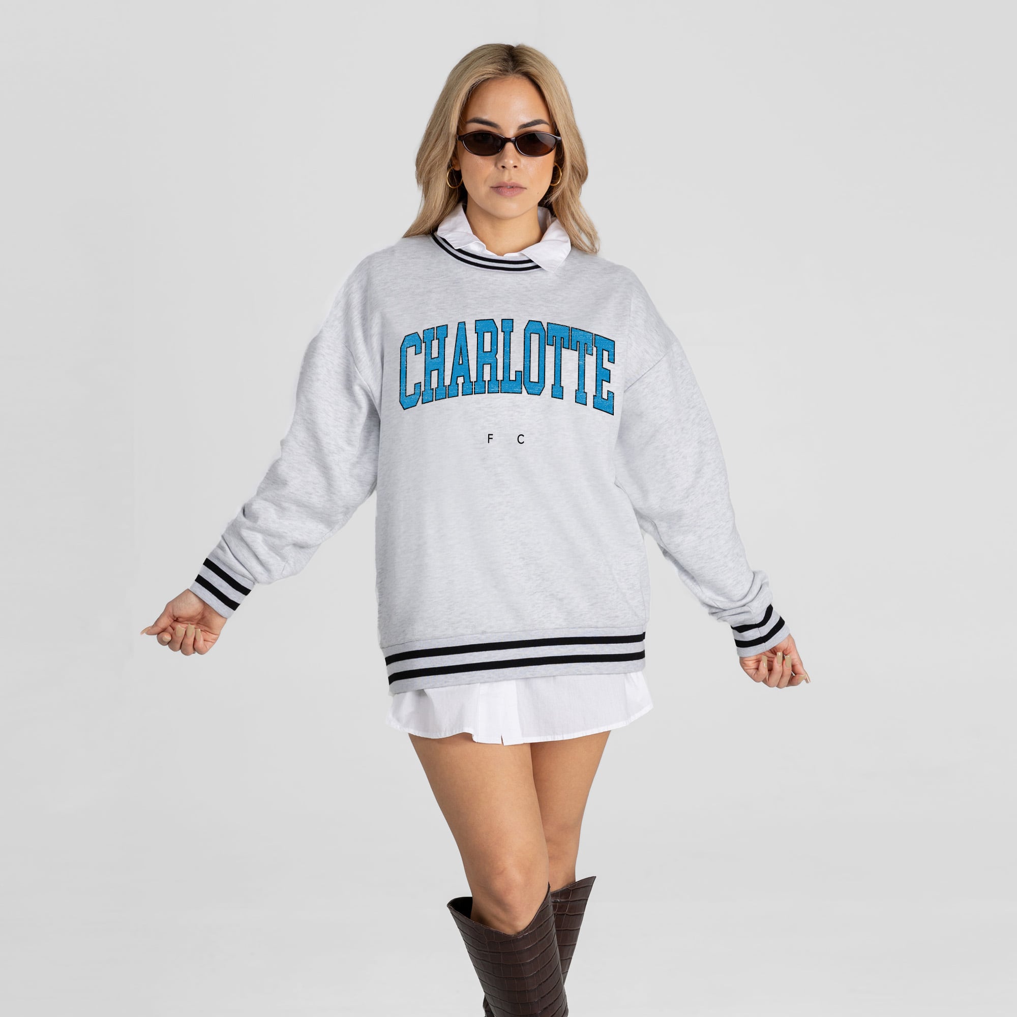 Women's Gameday Couture  Ash Charlotte FC Easy Energy Sweatshirt