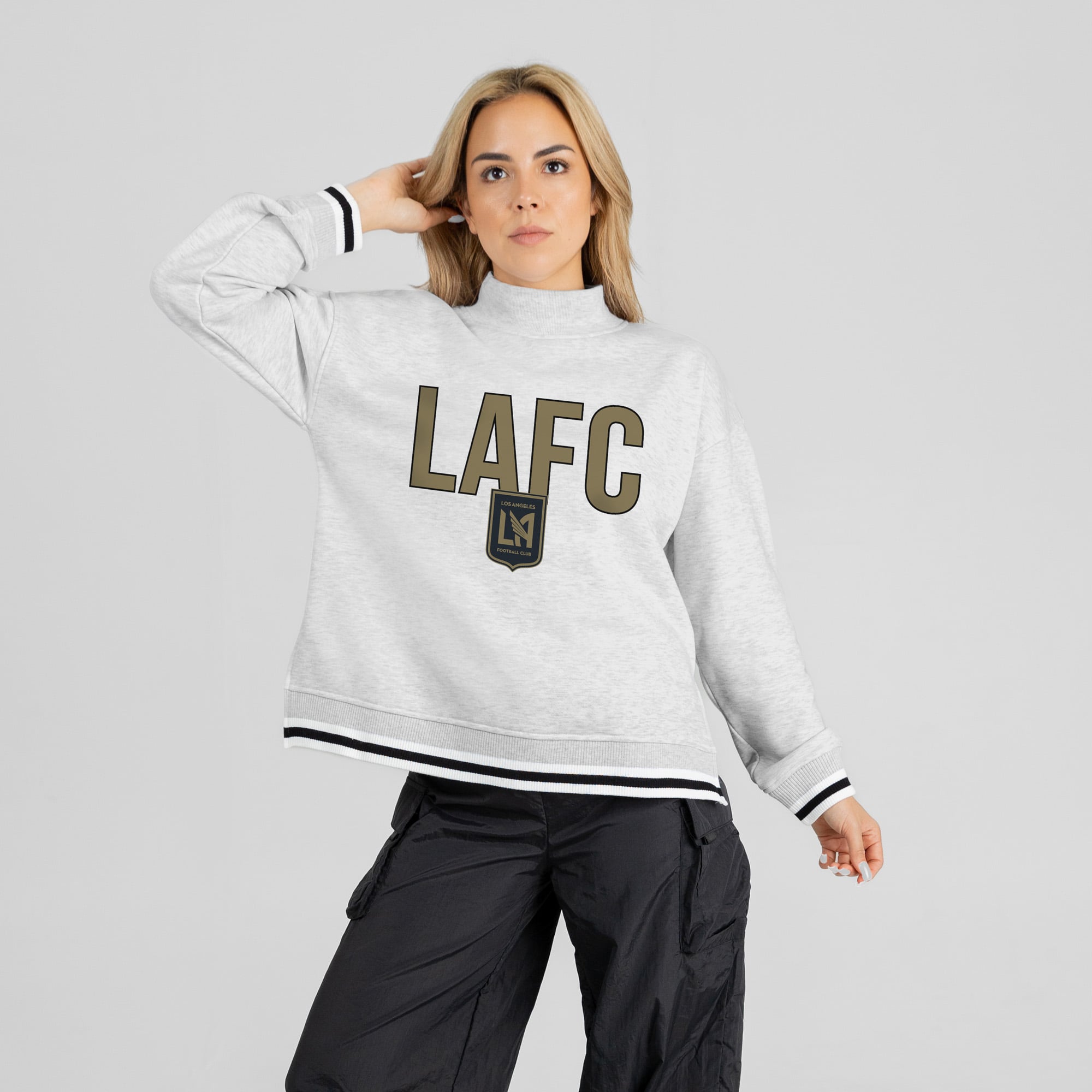 Women's Gameday Couture  Ash LAFC Rally Point Mock Neck Sweatshirt