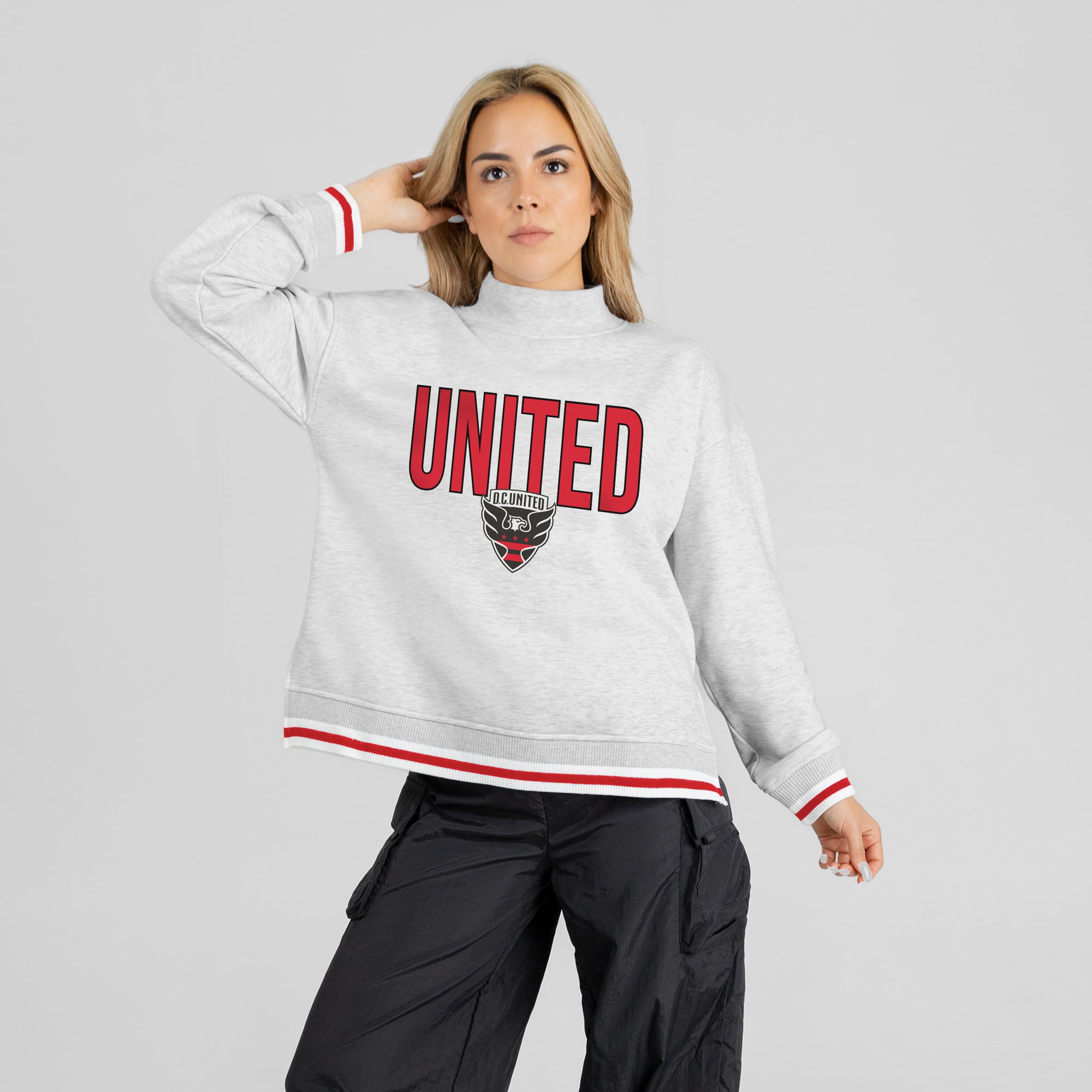 Women's Gameday Couture  Ash D.C. United Rally Point Mock Neck Sweatshirt