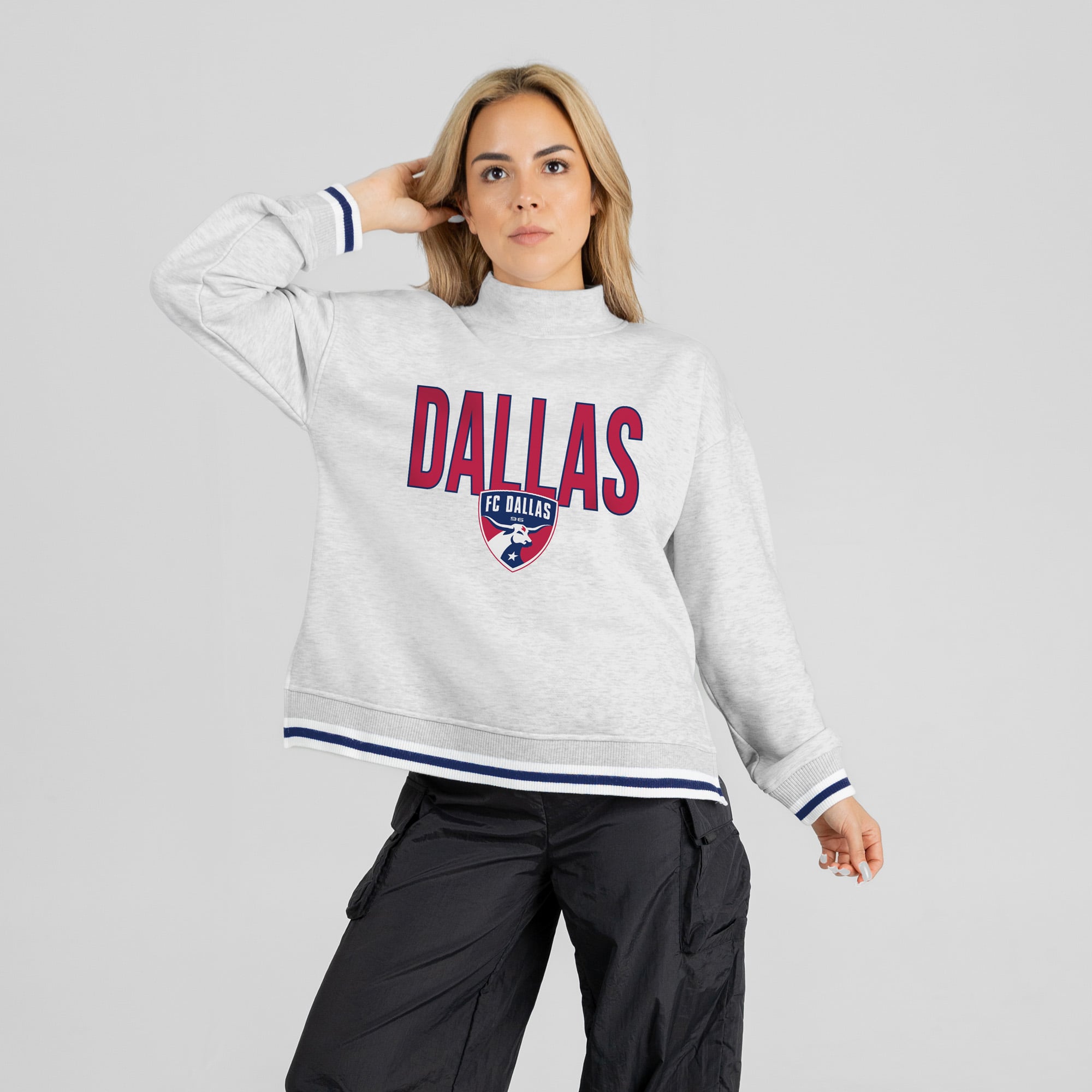 Women's Gameday Couture  Ash FC Dallas Rally Point Mock Neck Sweatshirt