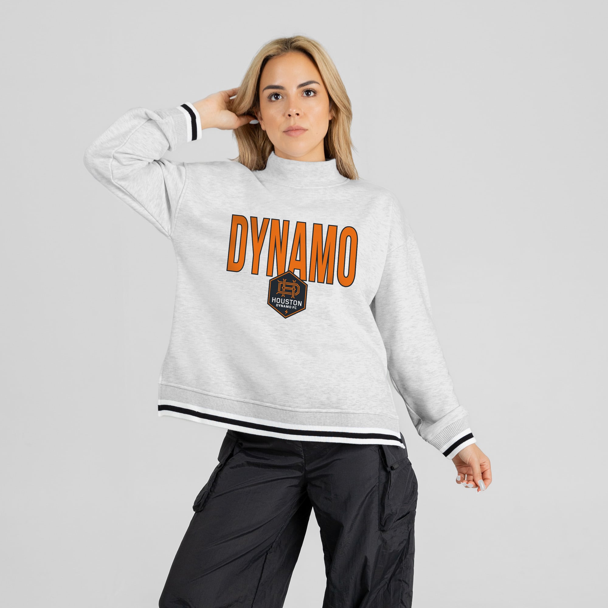 Women's Gameday Couture  Ash Houston Dynamo FC Rally Point Mock Neck Sweatshirt