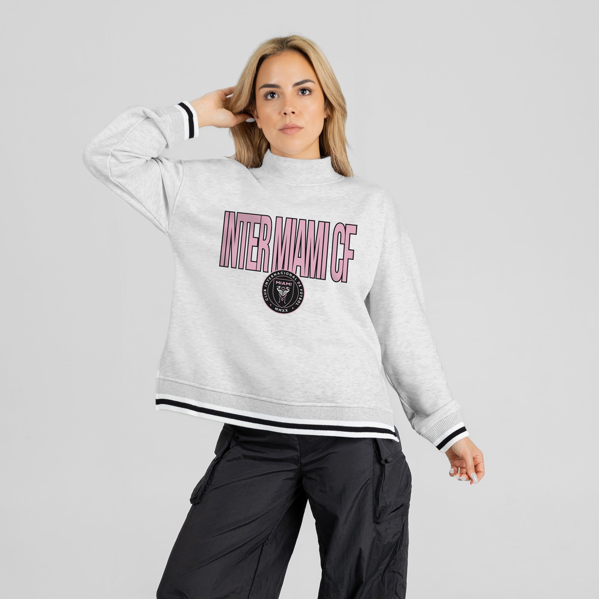 Women's Gameday Couture  Ash Inter Miami CF Rally Point Mock Neck Sweatshirt