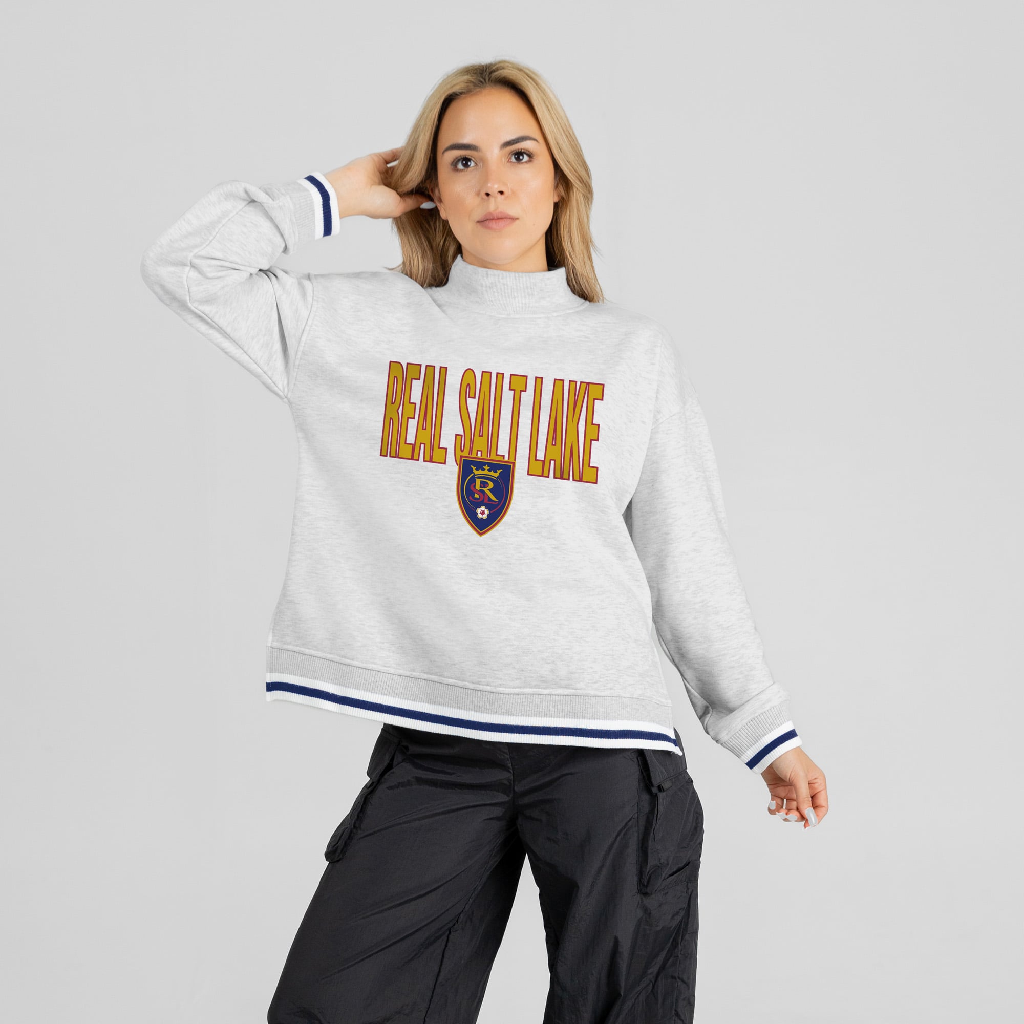 Women's Gameday Couture  Ash Real Salt Lake Rally Point Mock Neck Sweatshirt
