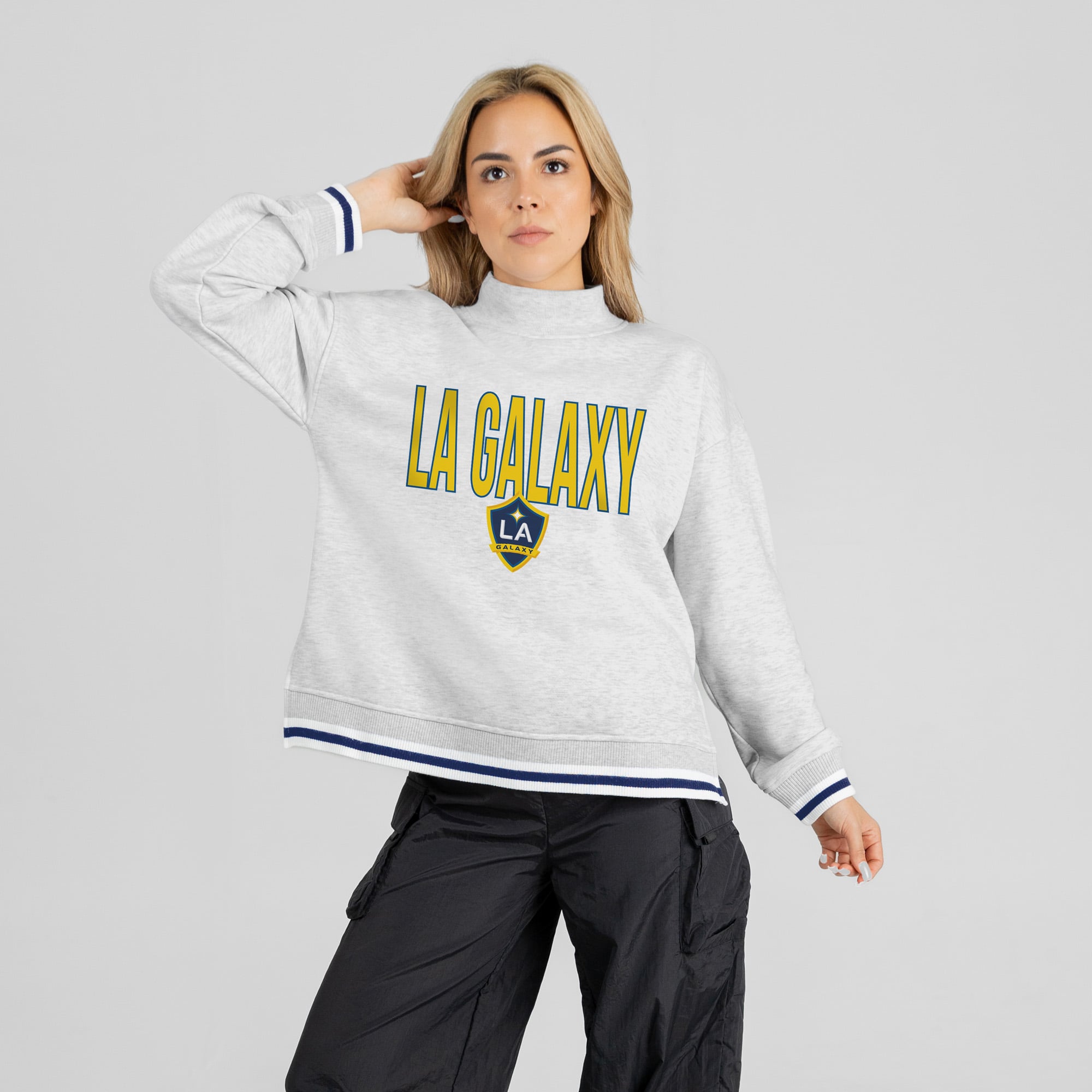 Women's Gameday Couture  Ash LA Galaxy Rally Point Mock Neck Sweatshirt