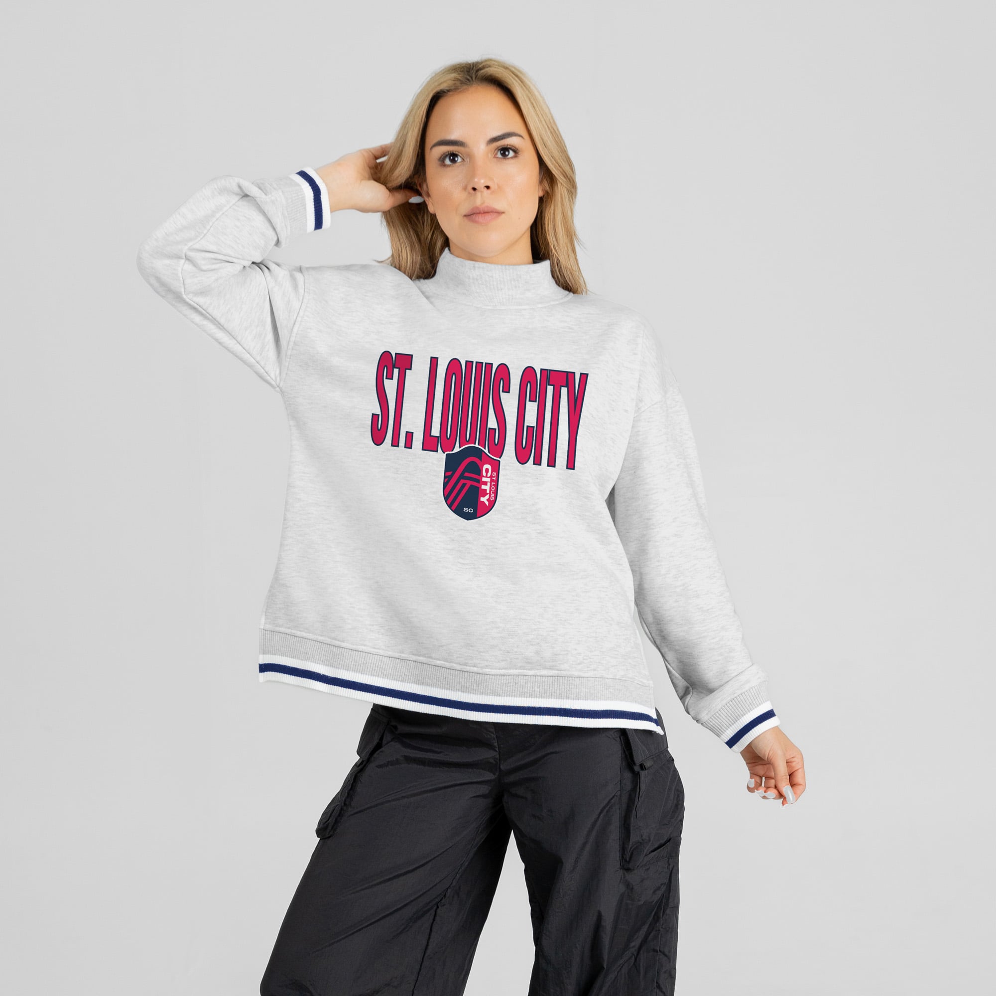 Women's Gameday Couture  Ash St. Louis CITY SC Rally Point Mock Neck Sweatshirt