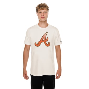 Men's New Era Natural Atlanta Braves Pumpkin Spice T-Shirt