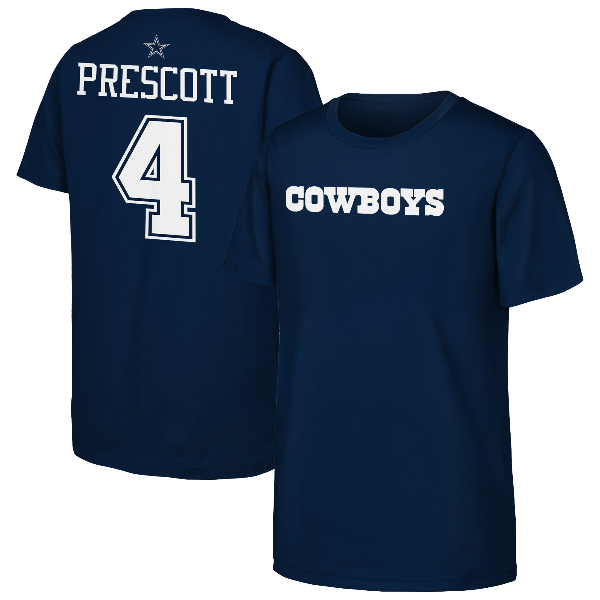 Outerstuff Big Boys' and Girls' Dak Prescott Navy Dallas Cowboys Name & Number T-Shirt - Navy