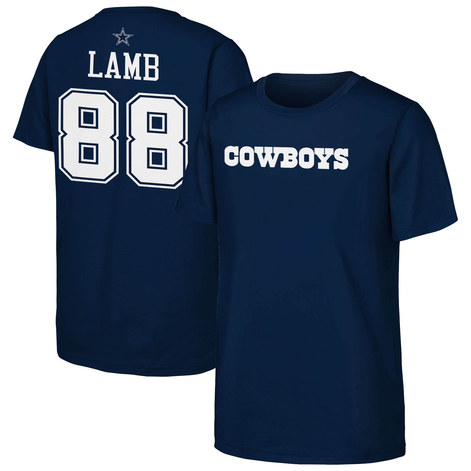 Outerstuff Big Boys' and Girls' CeeDee Lamb Navy Dallas Cowboys Name & Number T-Shirt - Navy