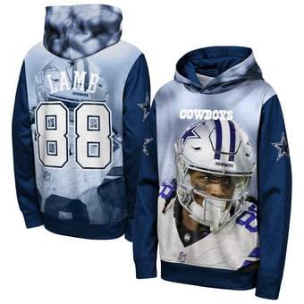 Youth Outerstuff CeeDee Lamb Navy Dallas Cowboys Peak Performance Name & Number Hoodie