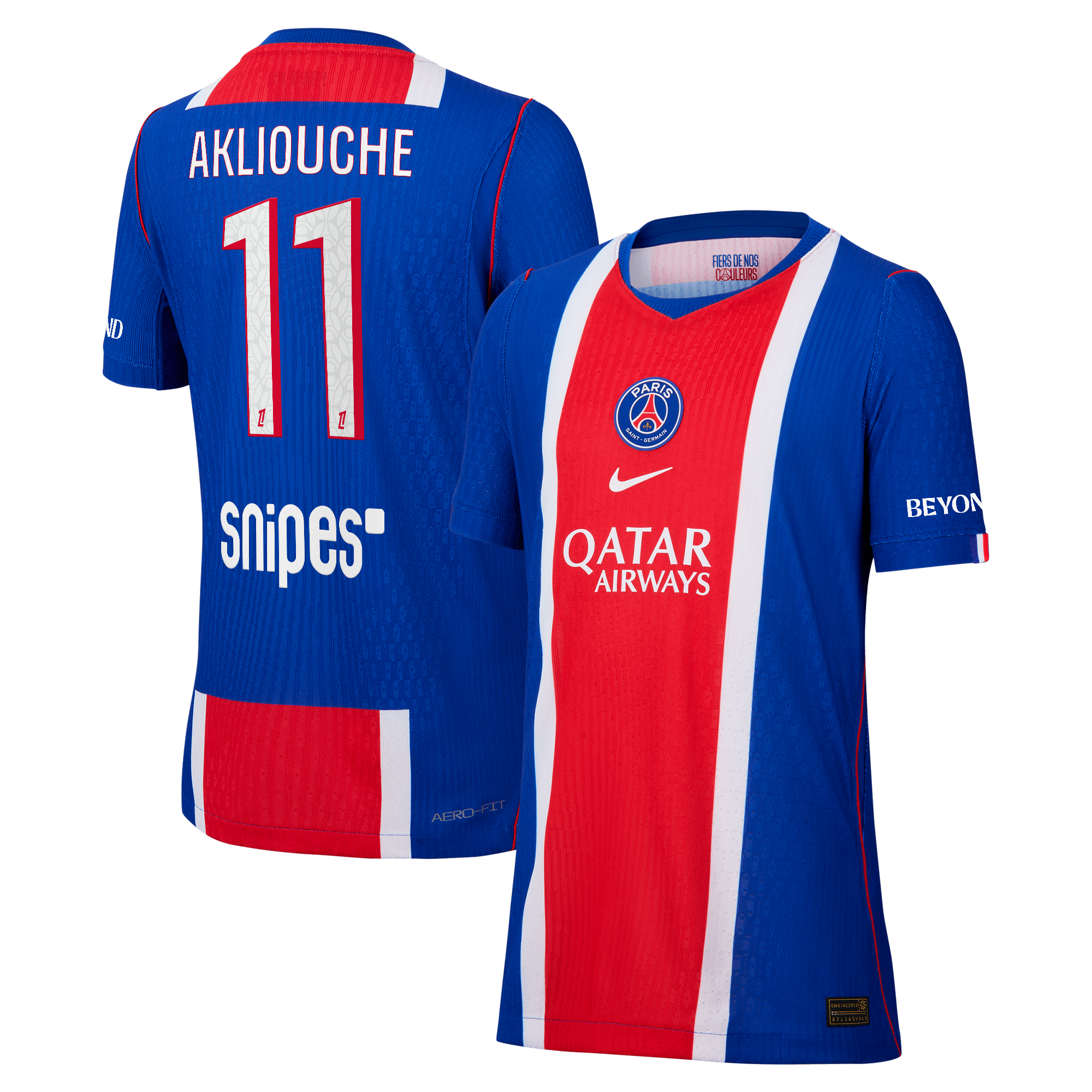 Maillot Domicile Match PSG Nike Aero-FIT 26/27 - Enfant avec flocage Akliouche 11