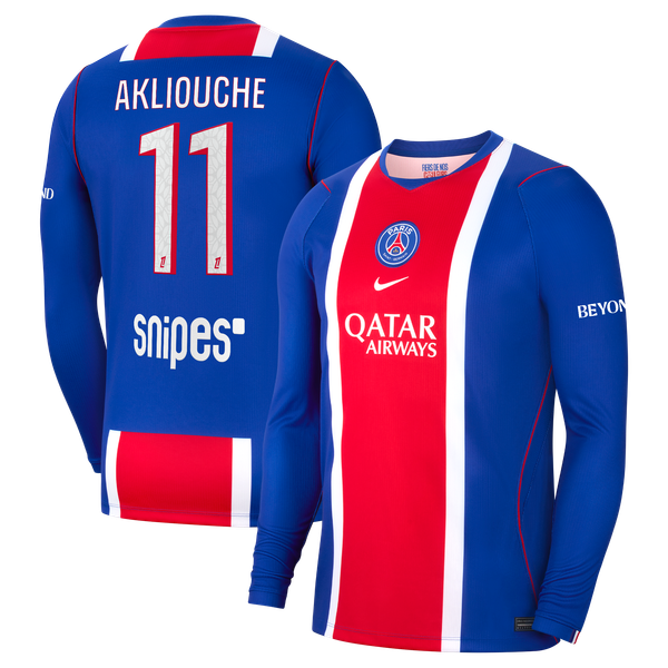 Maillot Domicile Stadium PSG Nike 26/27 - Manches longues - Enfant avec flocage Akliouche 11
