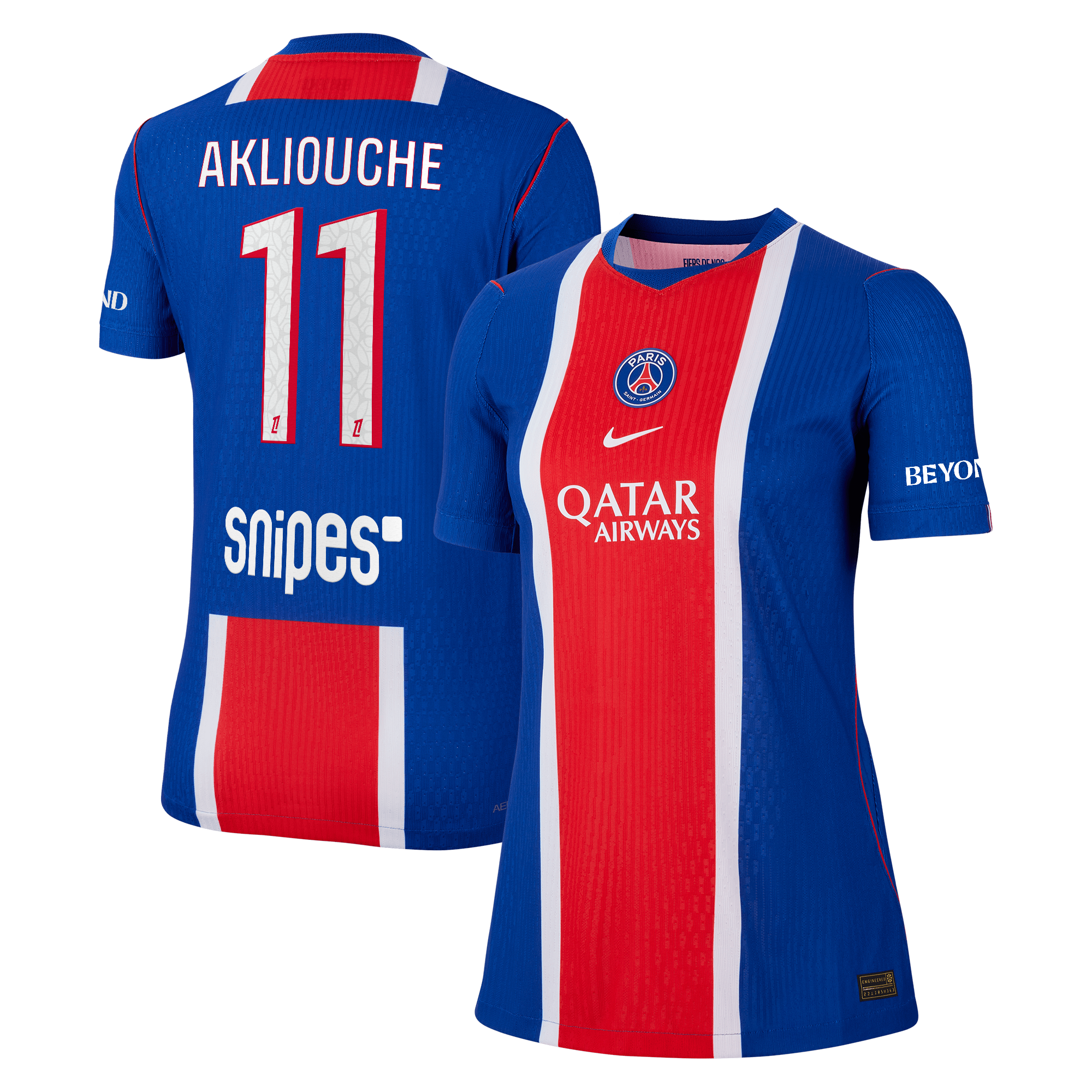 Maillot Domicile Match PSG Nike Aero-FIT 26/27 - Femme avec flocage Akliouche 11