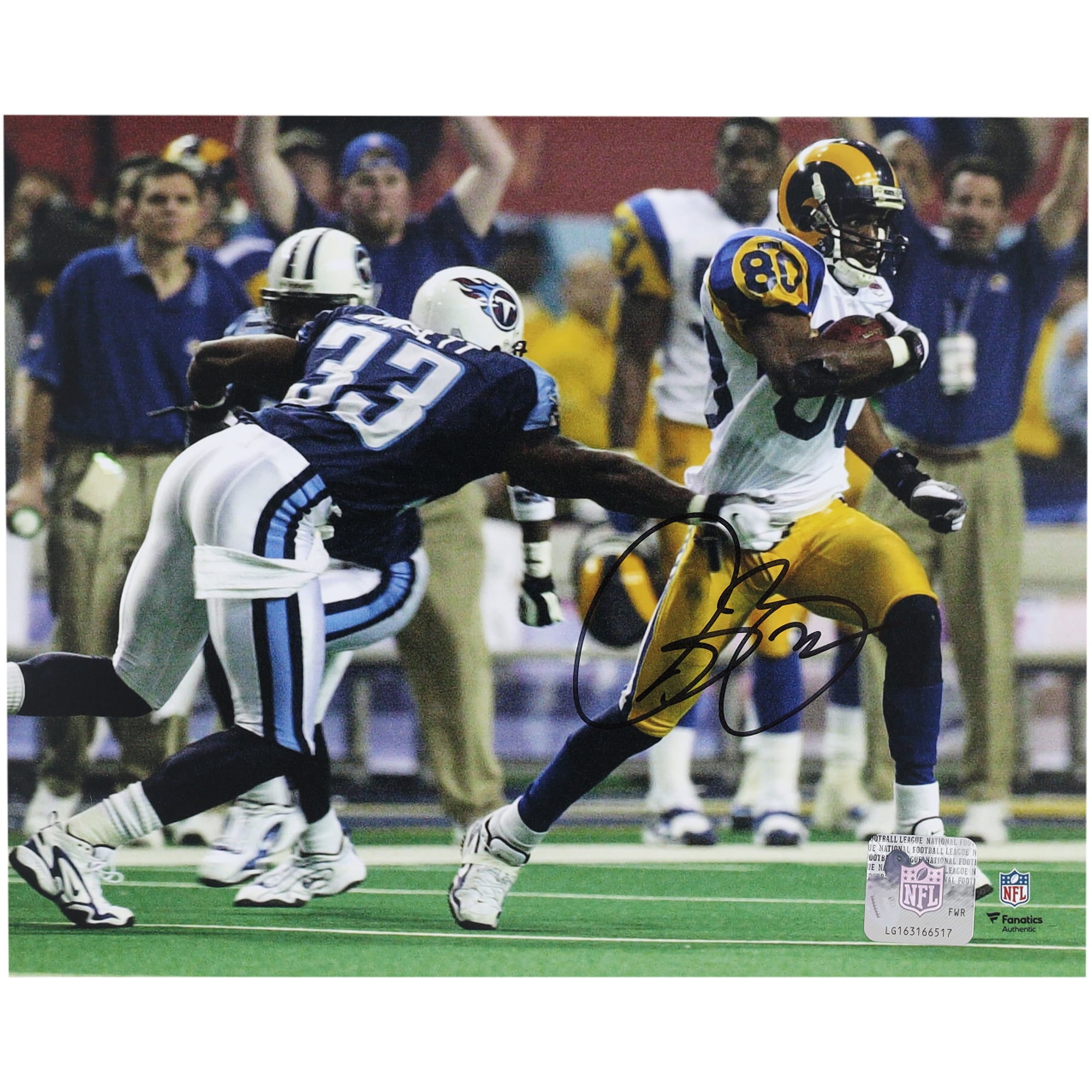 Isaac Bruce St. Louis Rams Autographed 8" x 10" Super Bowl XXXIV Touchdown Photograph