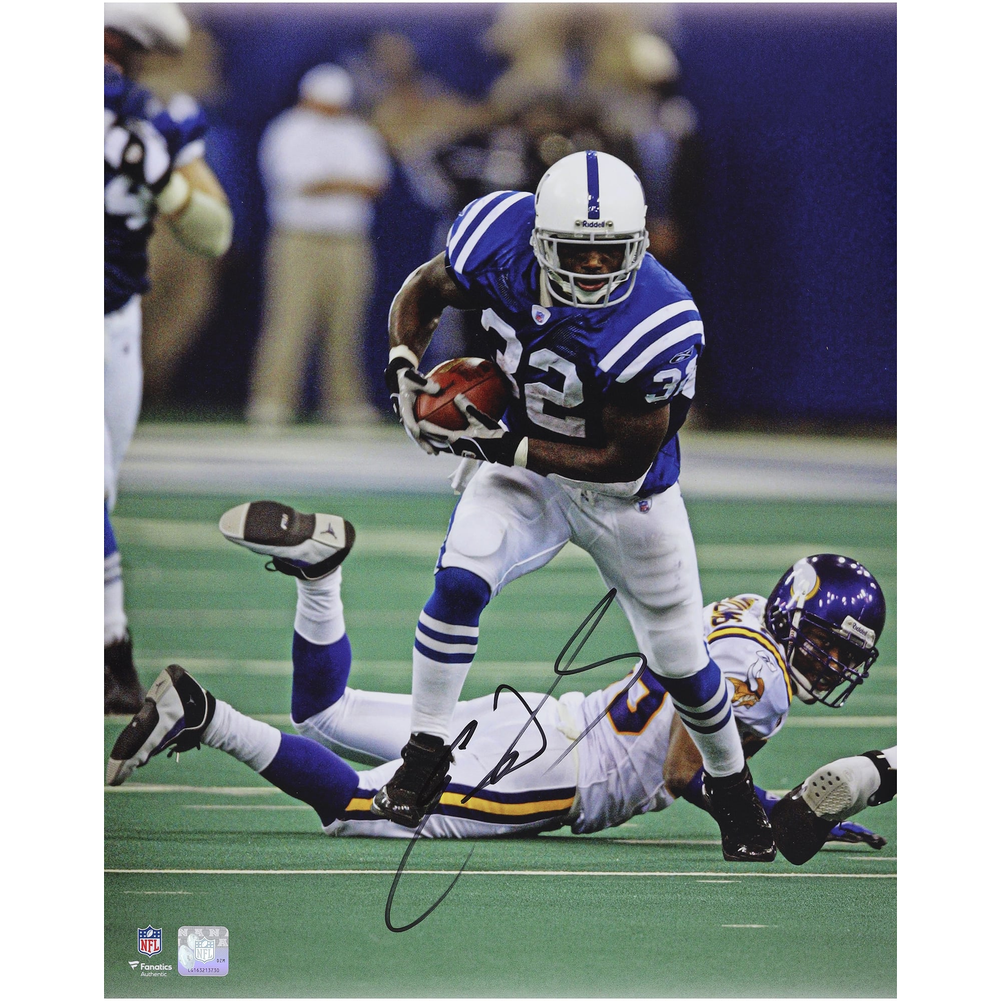 Edgerrin James Indianapolis Colts Autographed 16" x 20" Running with the Football vs. Minnesota Vikings Photograph