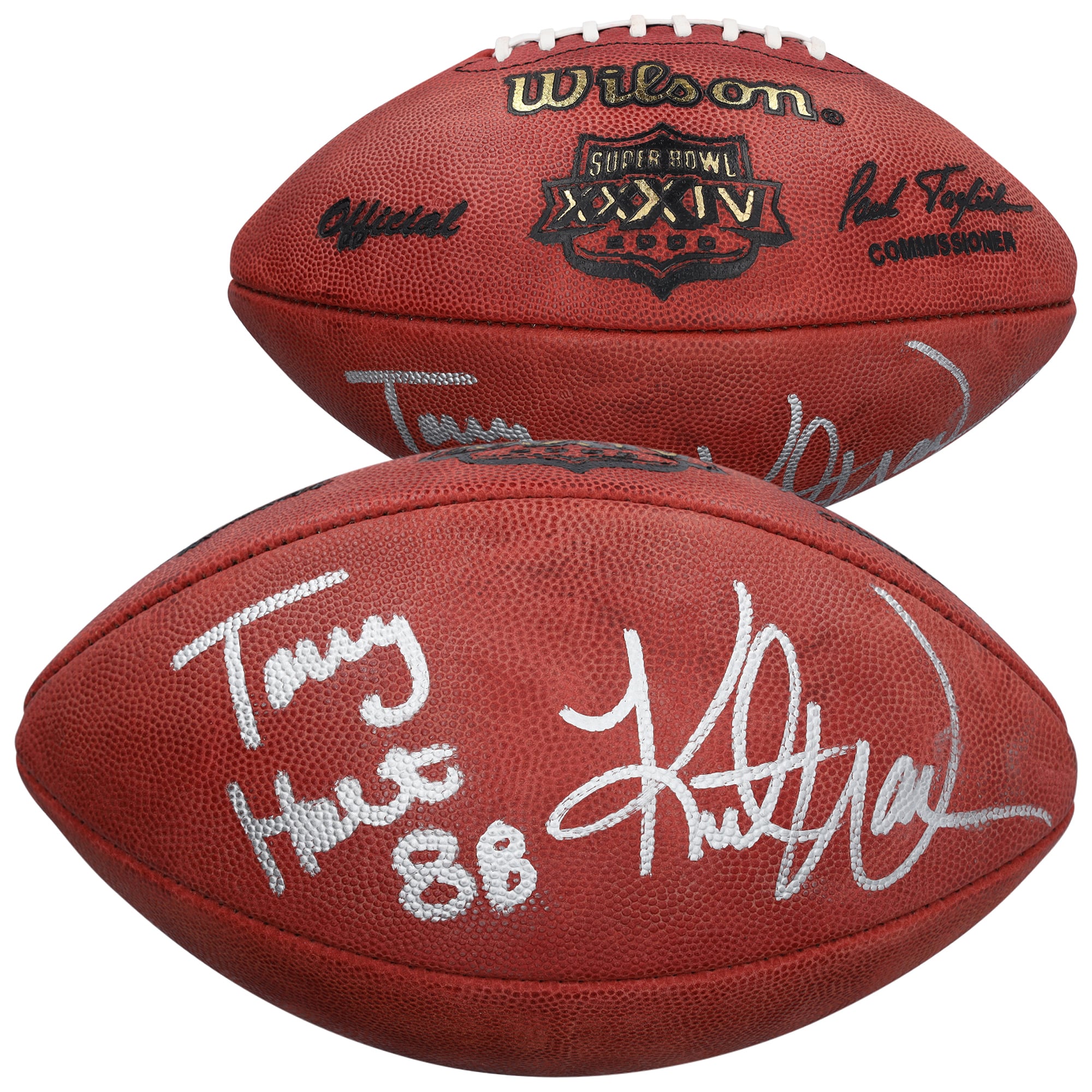 Kurt Warner & Torry Holt St. Louis Rams Autographed Wilson Duke Super Bowl XXXIV Football