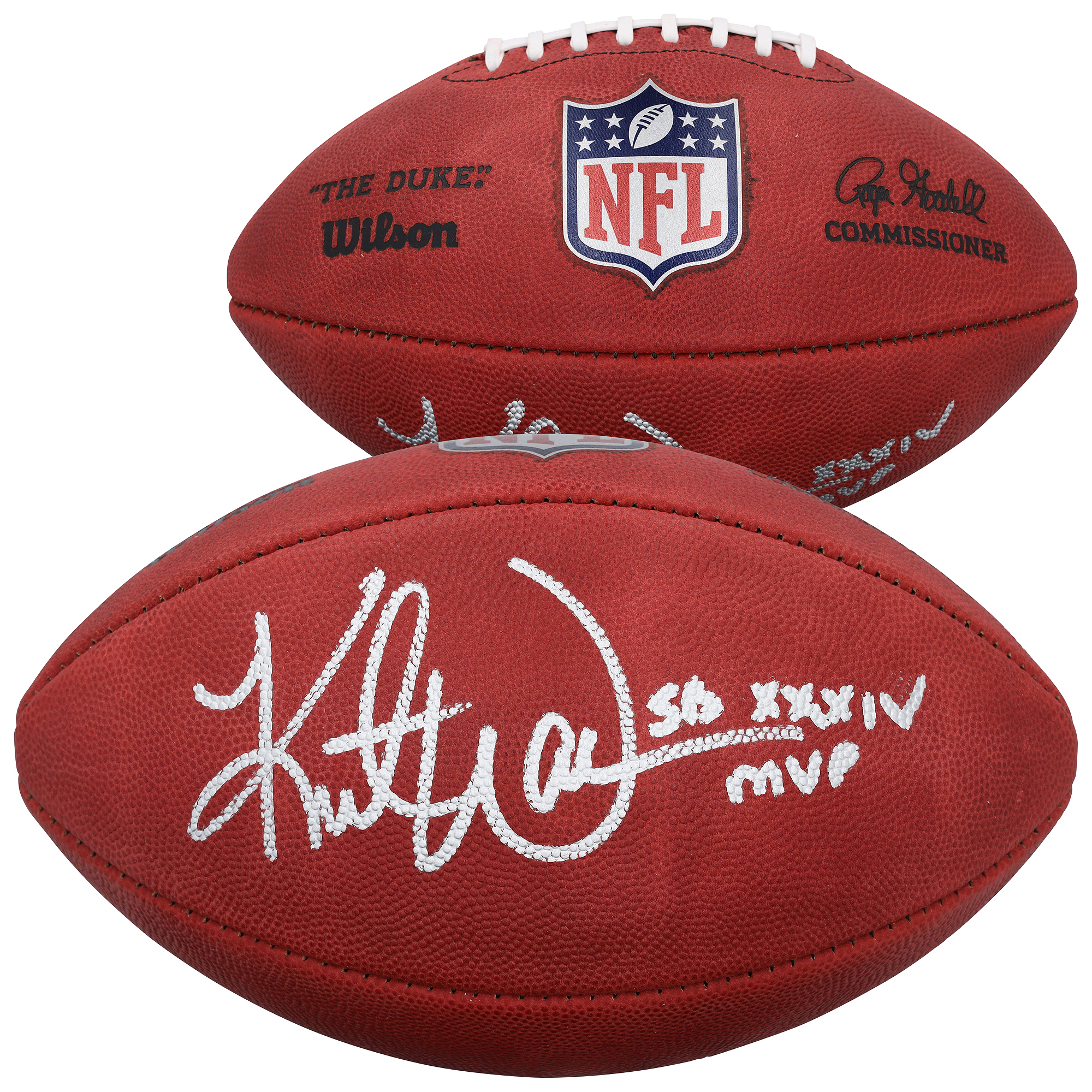 Kurt Warner St. Louis Rams Autographed Wilson Duke Full Color Football with "SB XXXIV MVP" Inscription