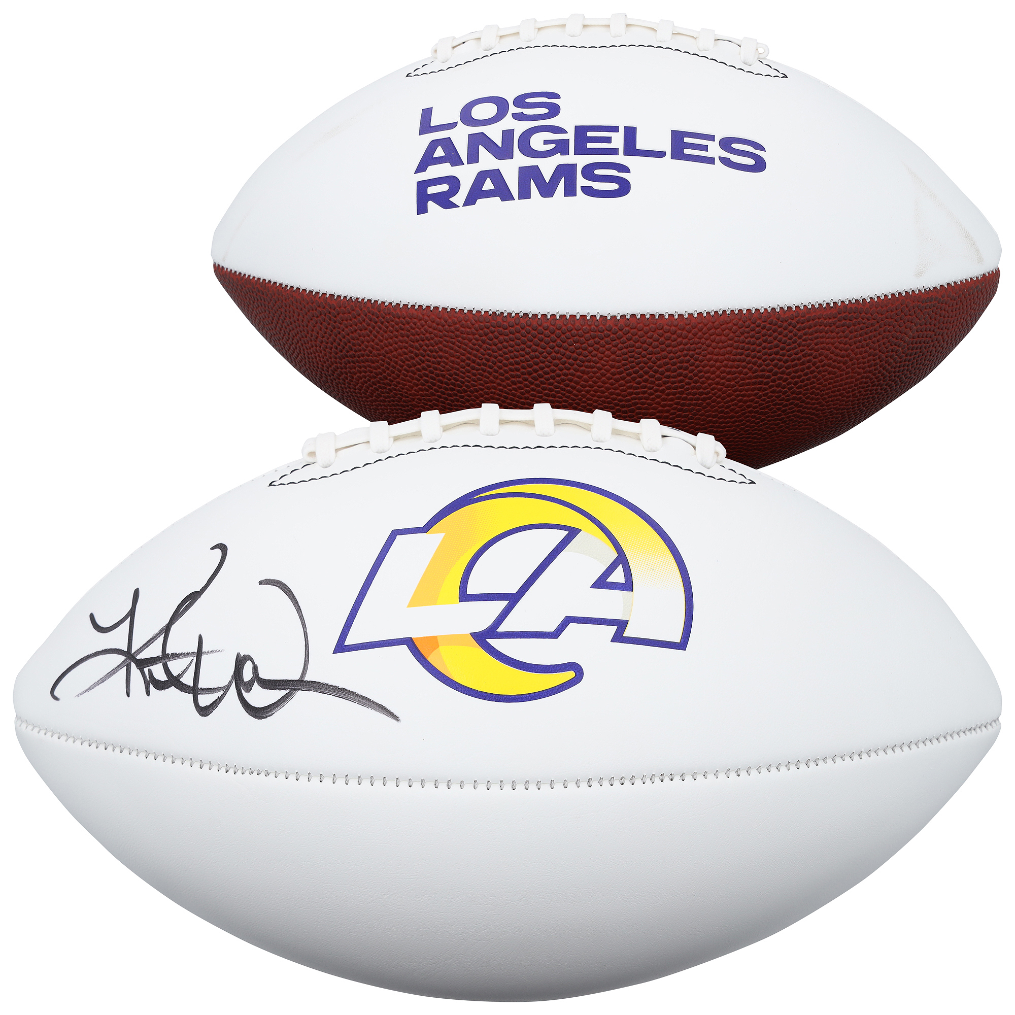 Kurt Warner Los Angeles Rams Autographed Franklin White Panel Football