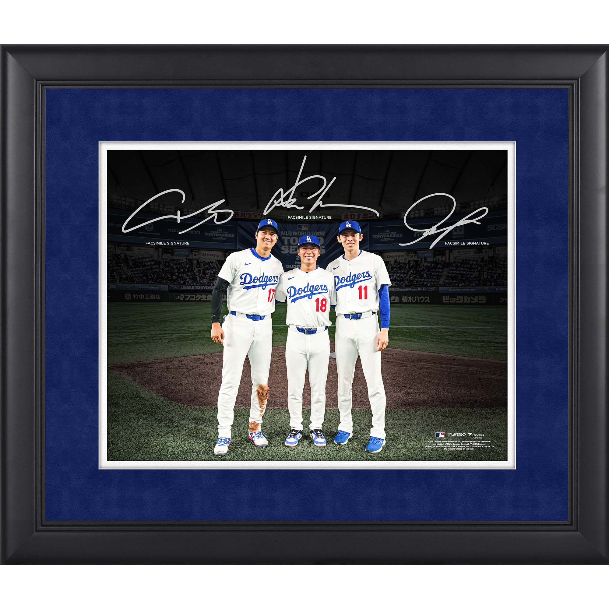 Shohei Ohtani, Yoshinobu Yamamoto & Roki Sasaki Los Angeles Dodgers Facsimile Signature Framed 11" x 14" Spotlight Photograph