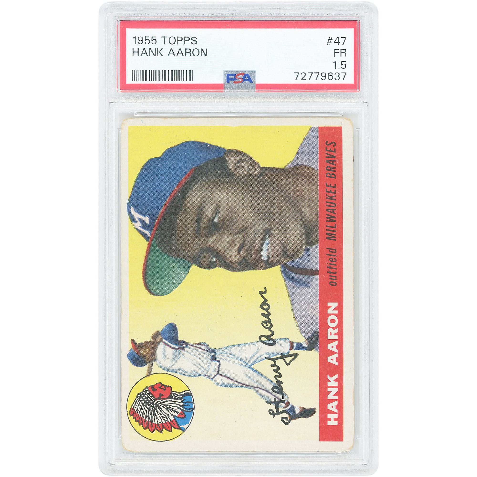 Hank Aaron Milwaukee Braves 1955 Topps #47 PSA Authenticated 1.5 Card