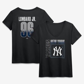 Women's George Lombard Jr. Black New York Yankees Homefield Pop Name & Number V-Neck T-Shirt
