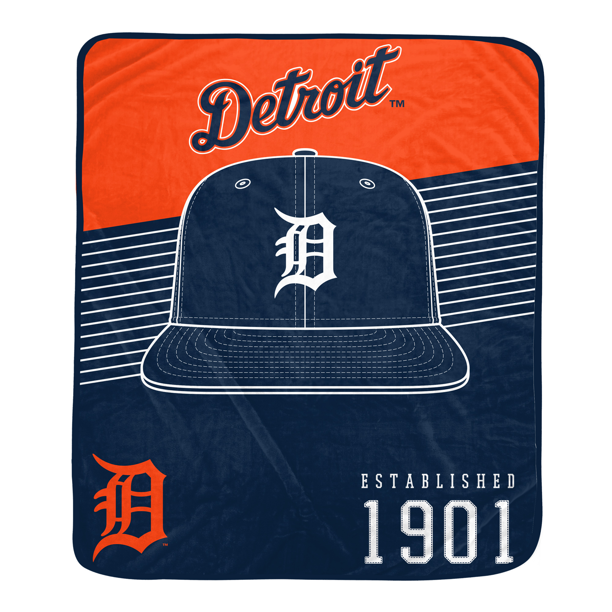 Pegasus Detroit Tigers Block Stripe Logo 50" x 60" Ultra Soft Blanket