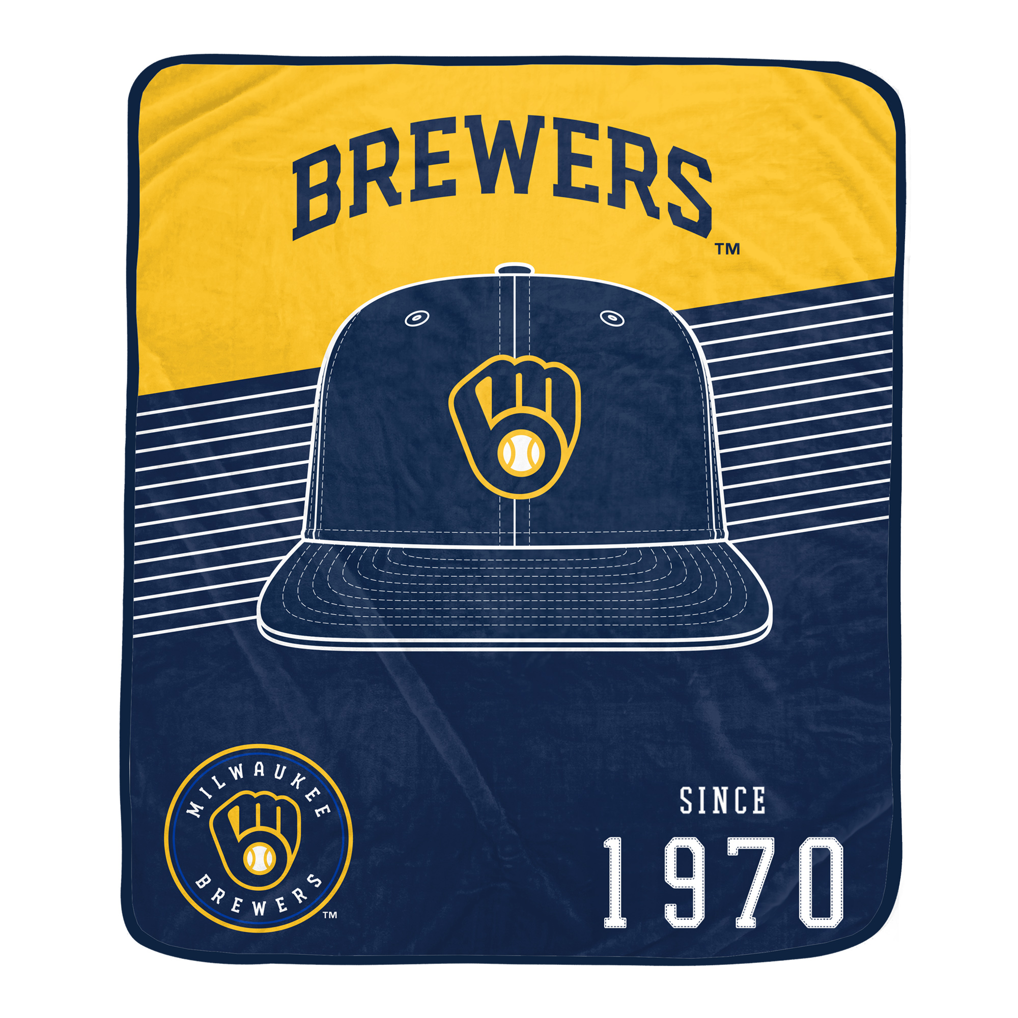 Pegasus Milwaukee Brewers Block Stripe Logo 50" x 60" Ultra Soft Blanket