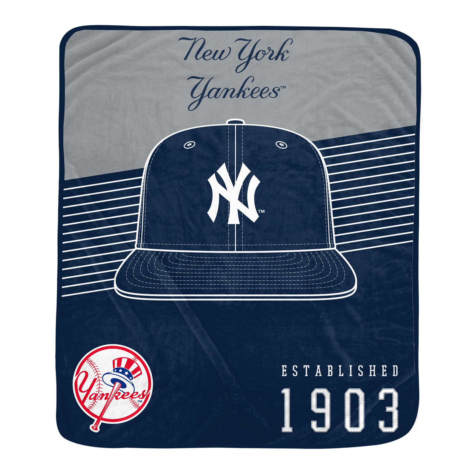 Pegasus New York Yankees Block Stripe Logo 50" x 60" Ultra Soft Blanket