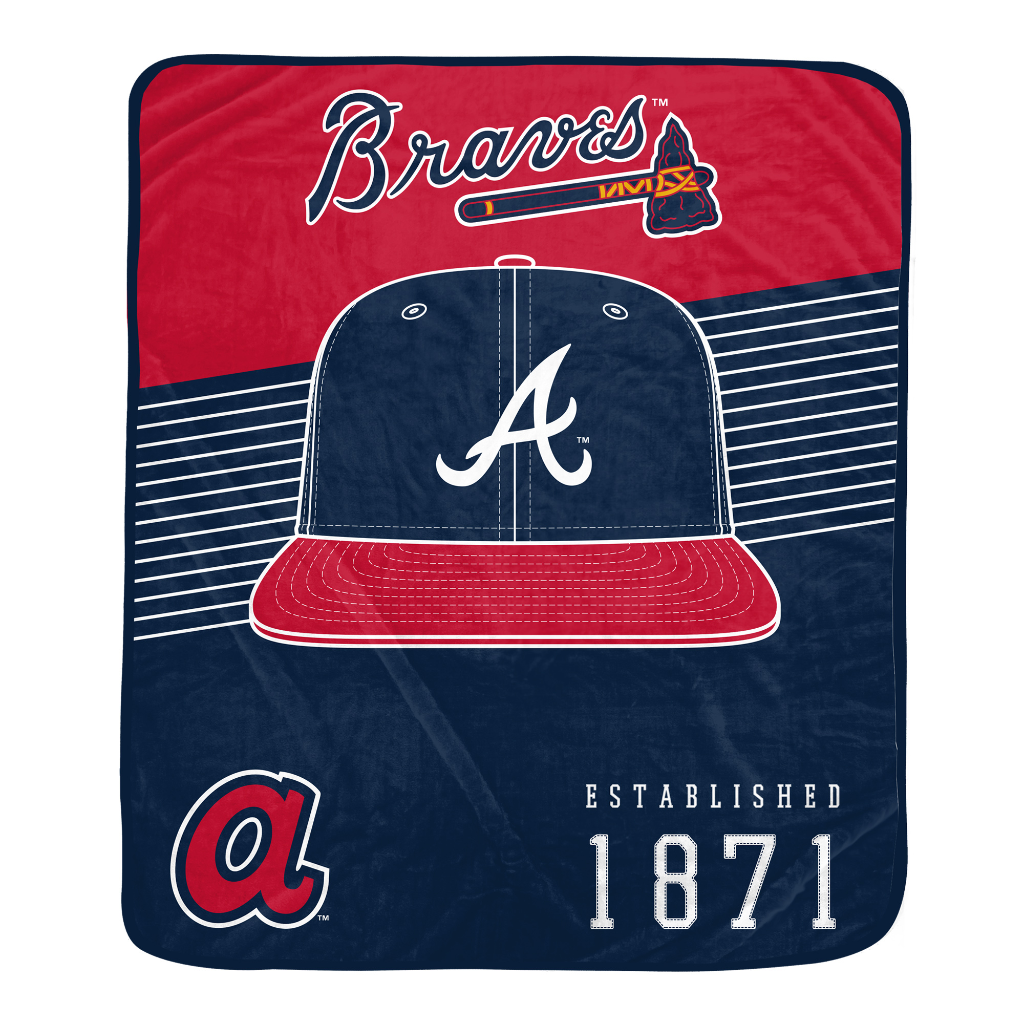 Pegasus Atlanta Braves Block Stripe Logo 50" x 60" Ultra Soft Blanket