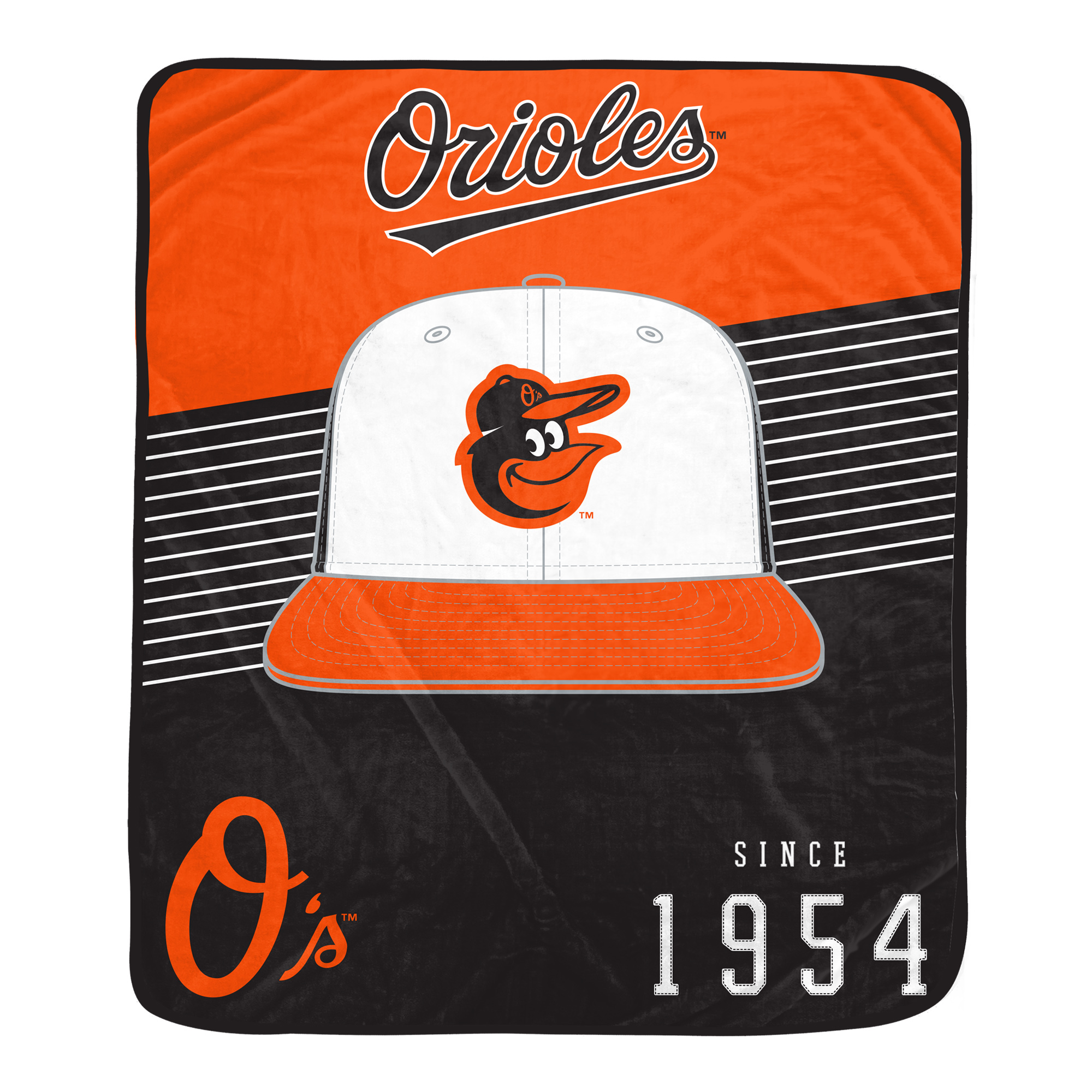 Pegasus Baltimore Orioles Block Stripe Logo 50" x 60" Ultra Soft Blanket