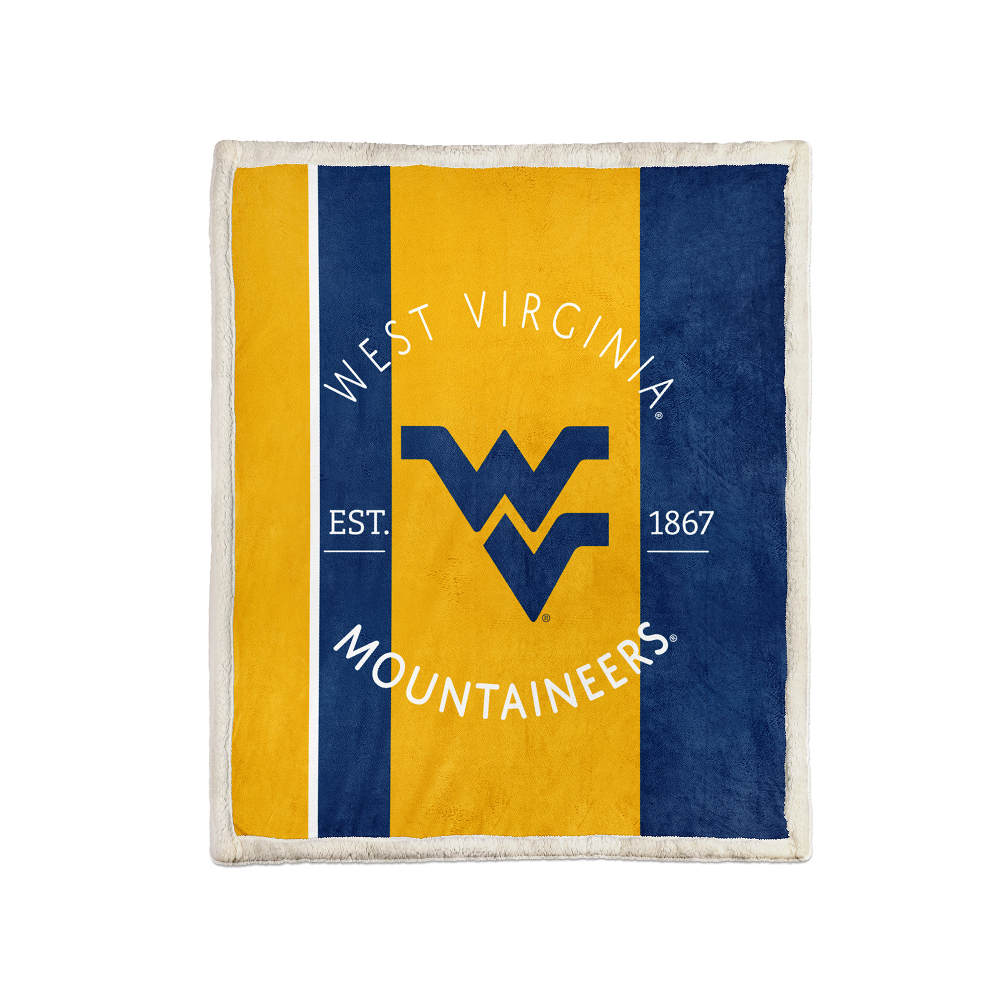 Pegasus West Virginia Mountaineers Block Stripe 60" x 80" Ultra Cozy Sherpa Blanket